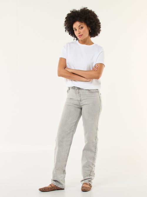 Pantalon denim straight en coton - L34 - Kiabi Pantalon denim straight en coton - L34 - Kiabi