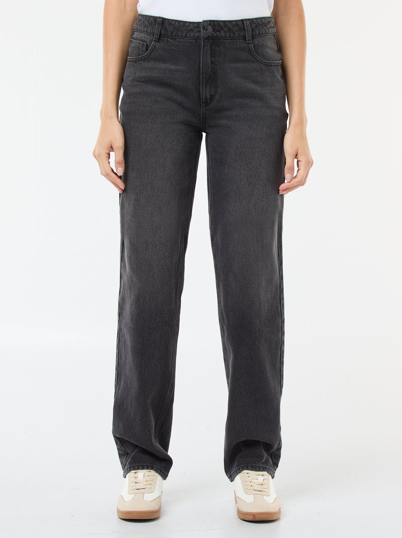 Pantalon denim straight en coton - L34 Noir - Kiabi