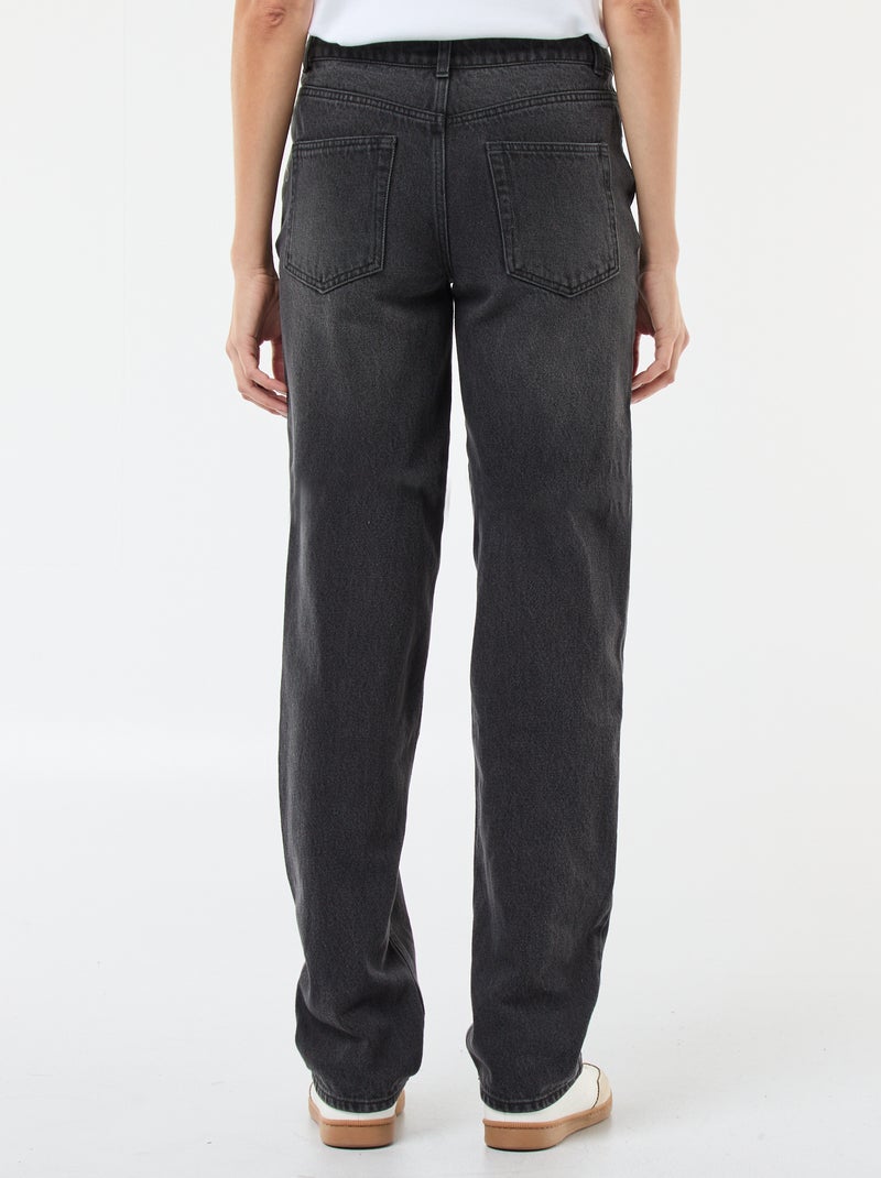 Pantalon denim straight en coton - L34 Noir - Kiabi