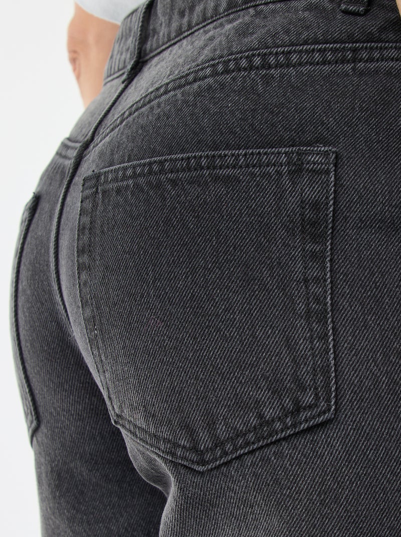 Pantalon denim straight en coton - L34 Noir - Kiabi