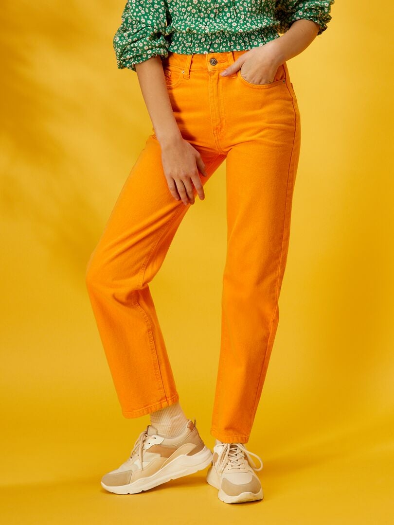 Pantalon denim straight orange - Kiabi