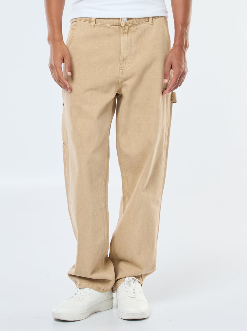 Pantalon denim style Carpenter Beige - Kiabi
