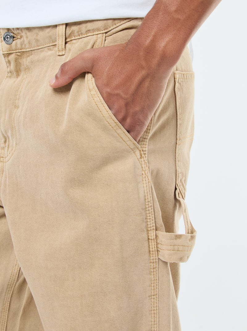 Pantalon denim style Carpenter Beige - Kiabi
