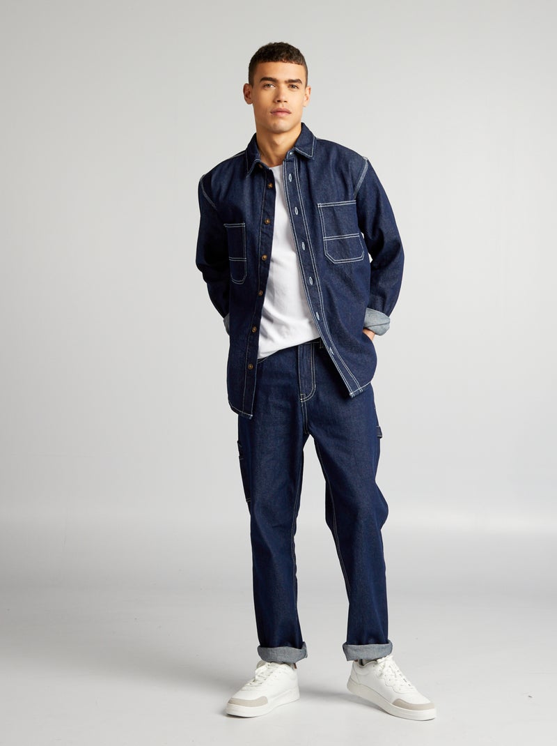Pantalon denim style carpenter Bleu - Kiabi