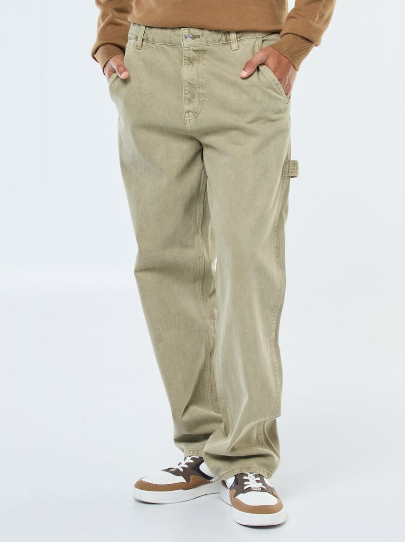 Pantalon denim style Carpenter Kaki - Kiabi