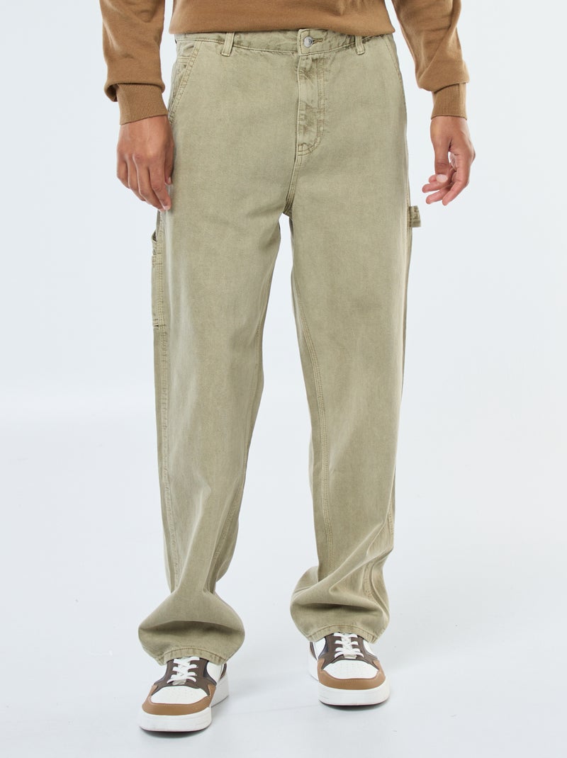 Pantalon denim style Carpenter Kaki - Kiabi