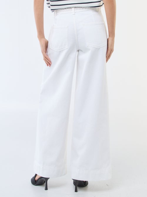 Pantalon denim taille haute et coupe large - Kiabi