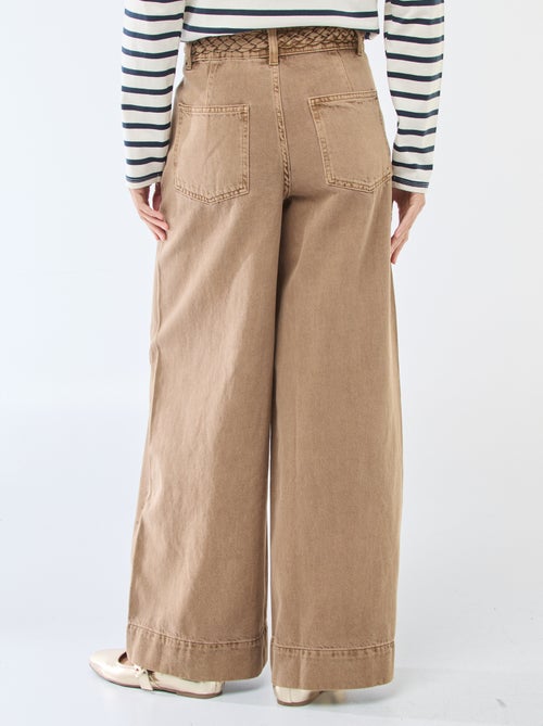 Pantalon denim taille haute et coupe large - Kiabi