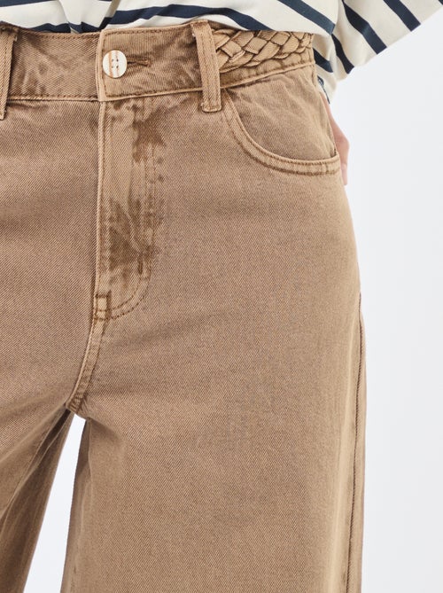 Pantalon denim taille haute et coupe large - Kiabi