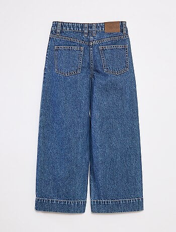 Pantalon denim wide effet plissé