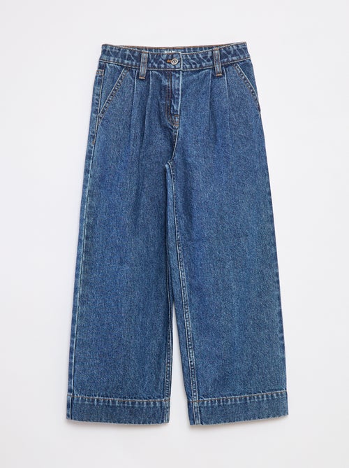 Pantalon denim wide effet plissé - Kiabi