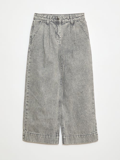 Pantalon denim wide effet plissé - Kiabi