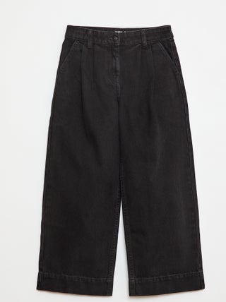 Pantalon denim wide effet plissé