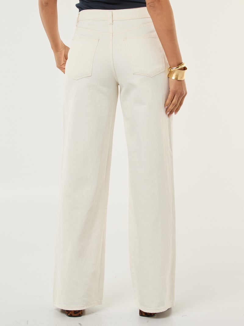 Pantalon denim wide leg - L28 Blanc - Kiabi