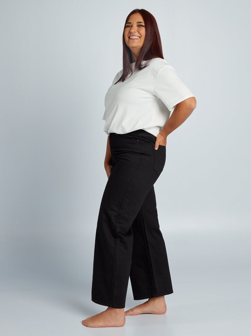 Pantalon denim wide leg - L28 Noir - Kiabi