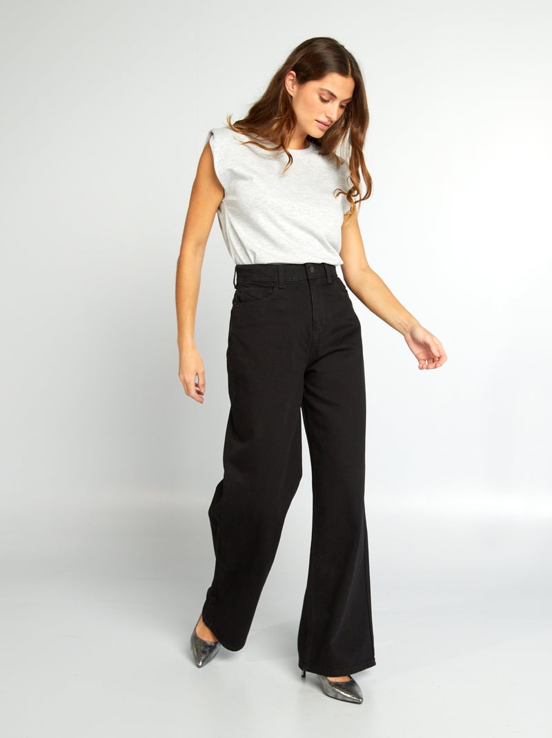 Pantalon denim wide leg - L28 Noir - Kiabi