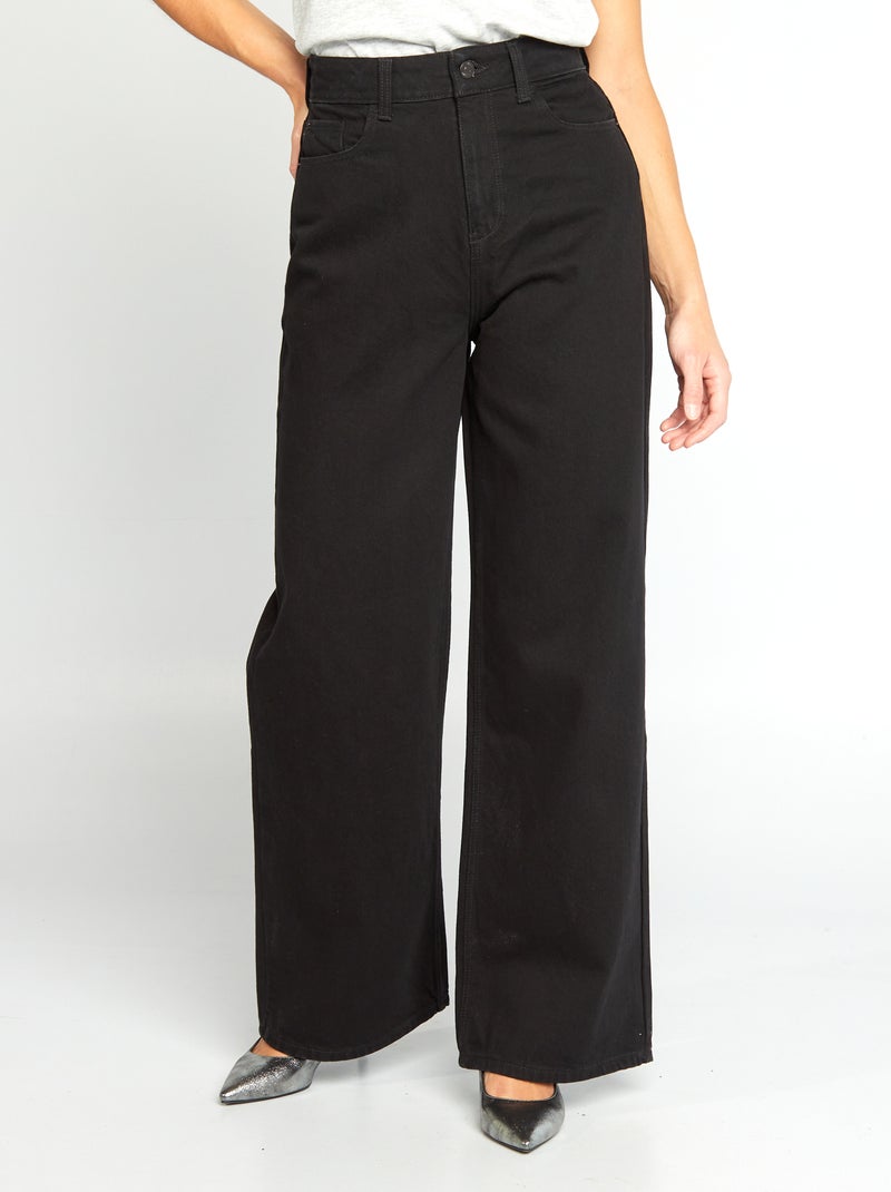 Pantalon denim wide leg - L28 Noir - Kiabi