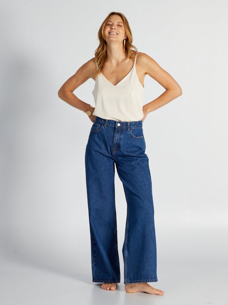 Pantalon denim wide leg - L28 Stone - Kiabi