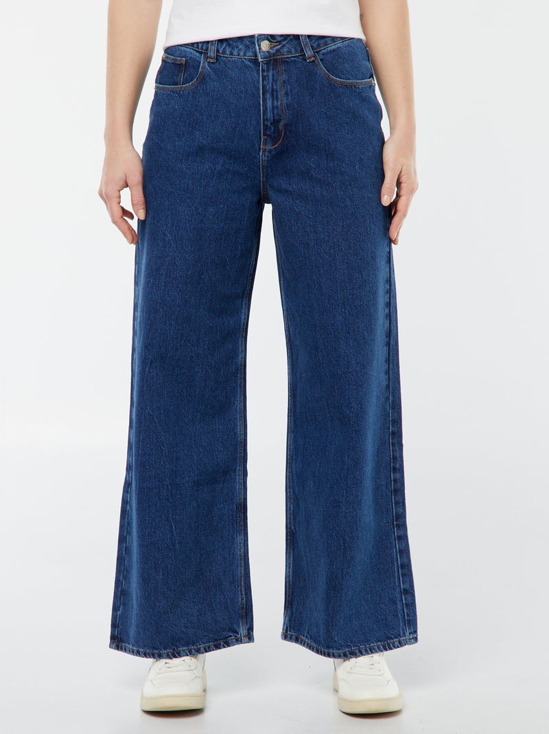 Pantalon denim wide leg - L28 Stone - Kiabi