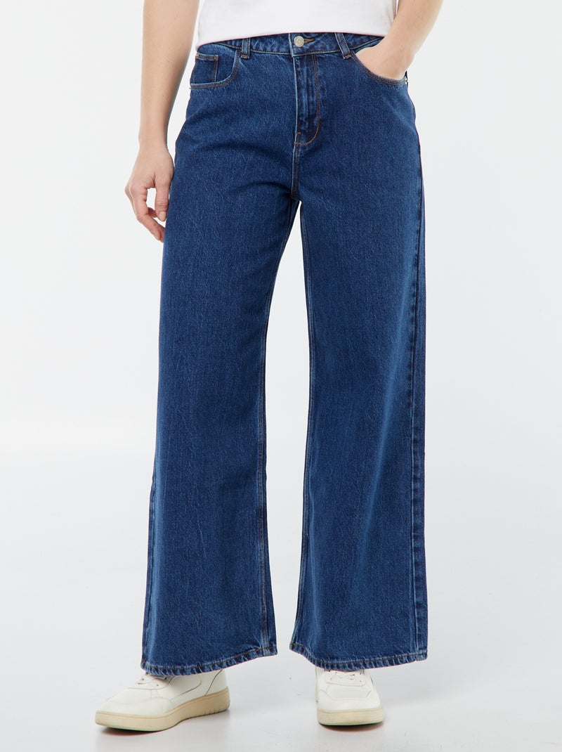 Pantalon denim wide leg - L28 Stone - Kiabi