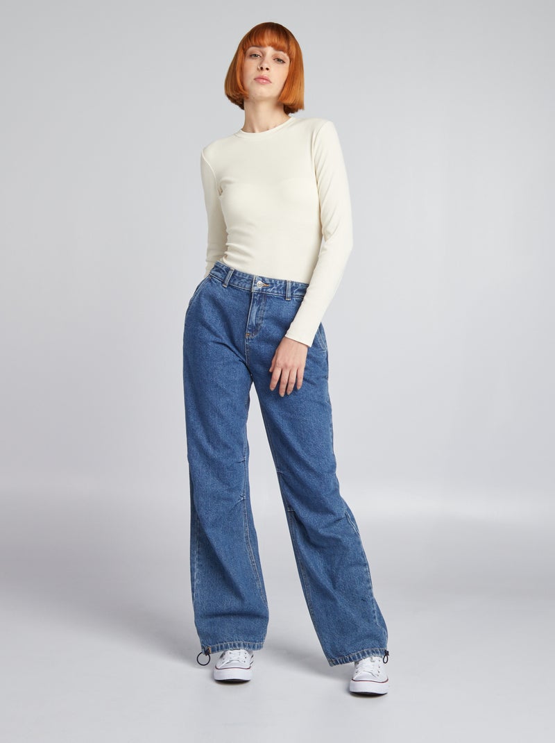 Pantalon denim wide leg Bleu - Kiabi