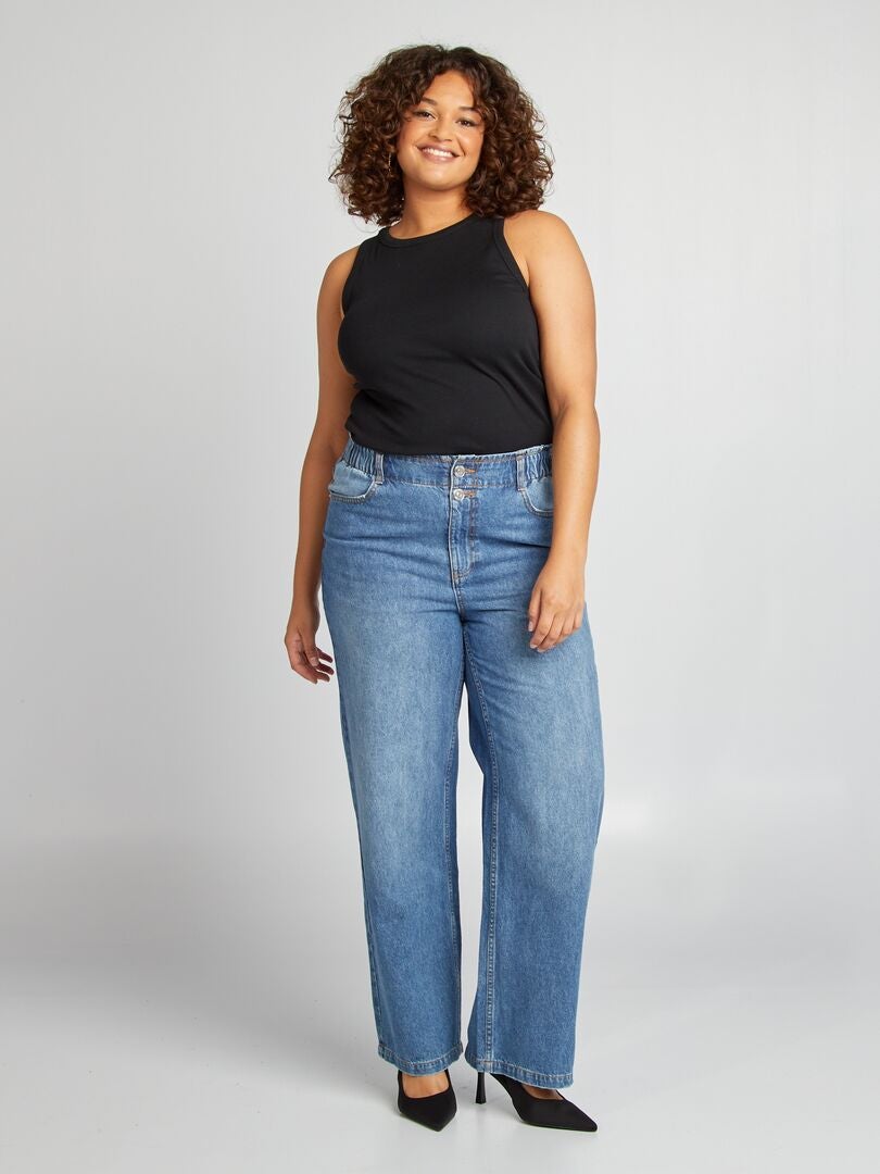 Pantalon denim Wide leg Bleu - Kiabi