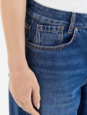 Pantalon denim wide leg effet délavé