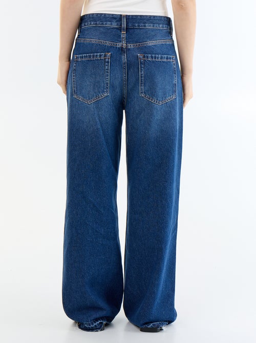 Pantalon denim wide leg effet délavé - Kiabi