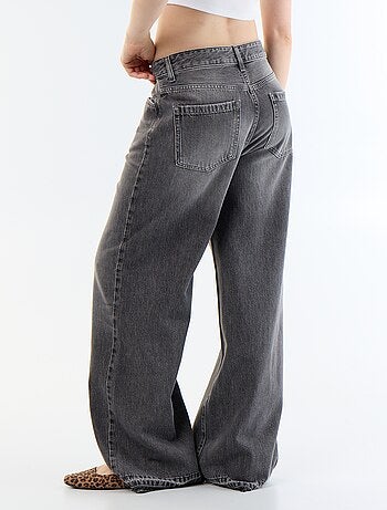 Pantalon denim wide leg effet délavé