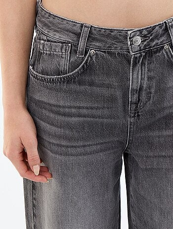 Pantalon denim wide leg effet délavé