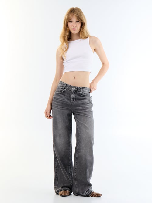 Pantalon denim wide leg effet délavé - Kiabi Pantalon denim wide leg effet délavé - Kiabi