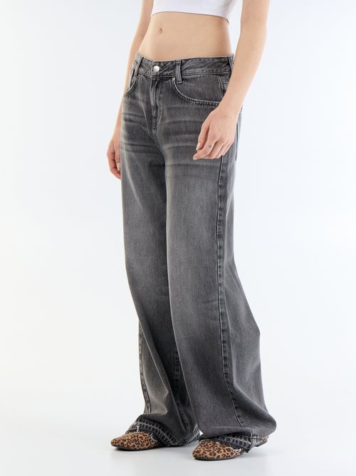 Pantalon denim wide leg effet délavé - Kiabi Pantalon denim wide leg effet délavé - Kiabi