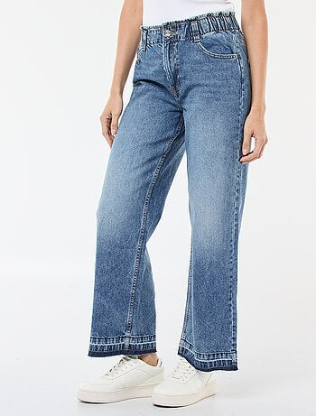 Pantalon denim wide leg en coton