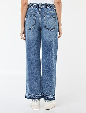 Pantalon denim wide leg en coton