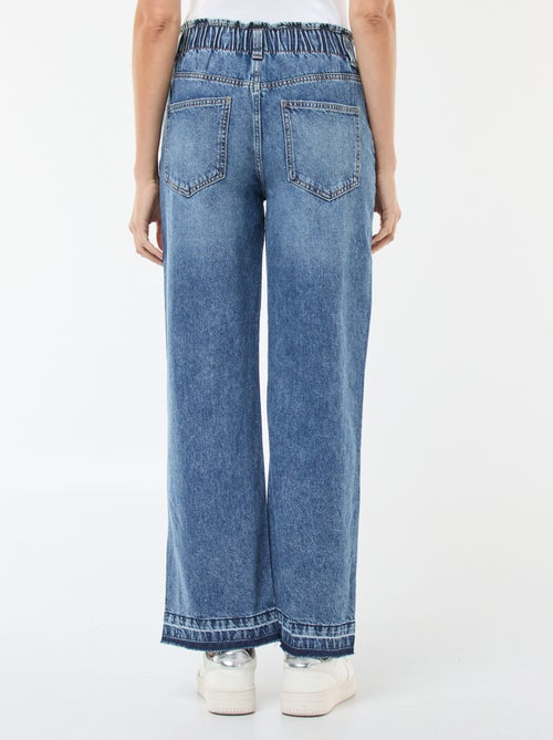 Pantalon denim wide leg en coton - Kiabi