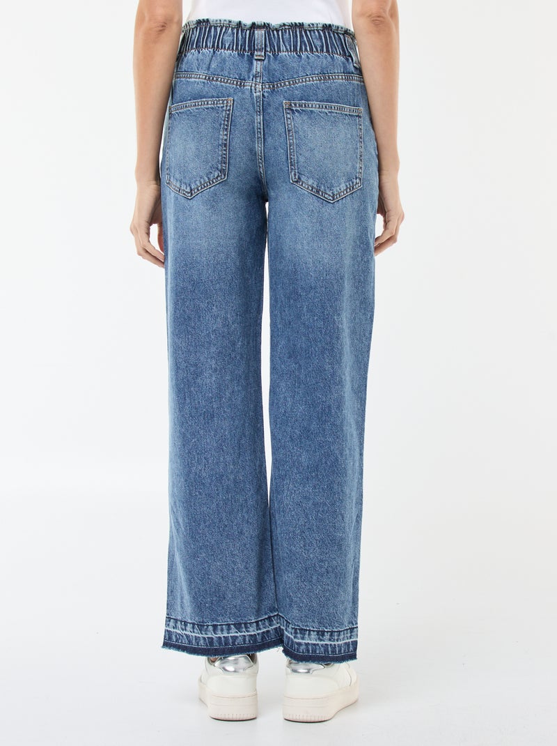 Pantalon denim wide leg en coton Bleu - Kiabi