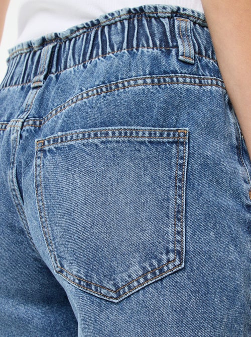 Pantalon denim wide leg en coton - Kiabi