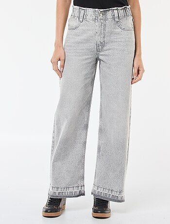 Pantalon denim wide leg en coton