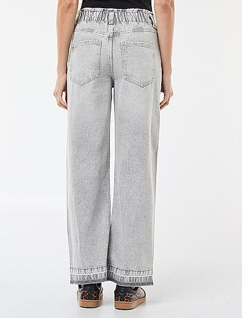 Pantalon denim wide leg en coton