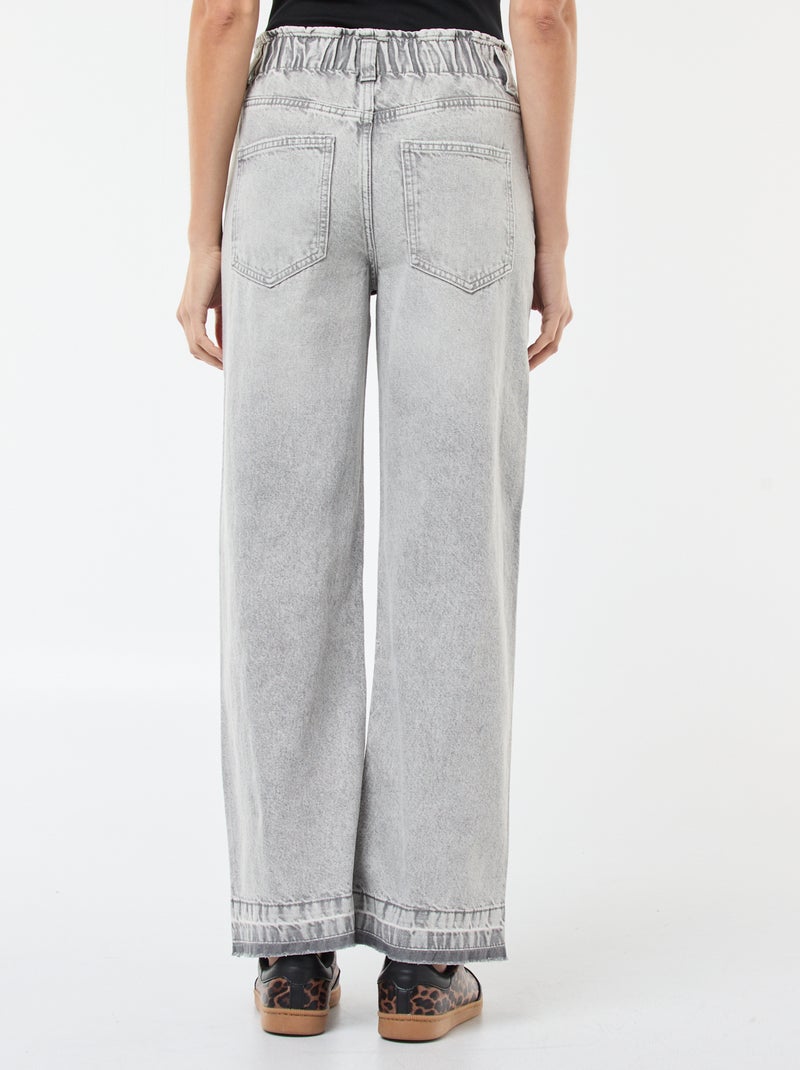 Pantalon denim wide leg en coton Gris - Kiabi