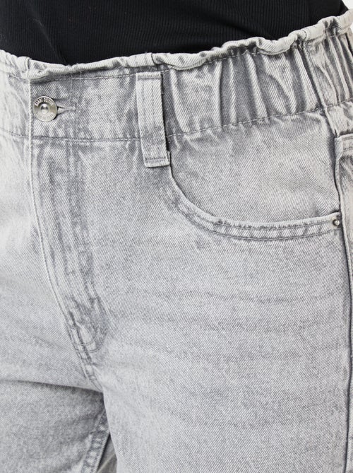 Pantalon denim wide leg en coton - Kiabi