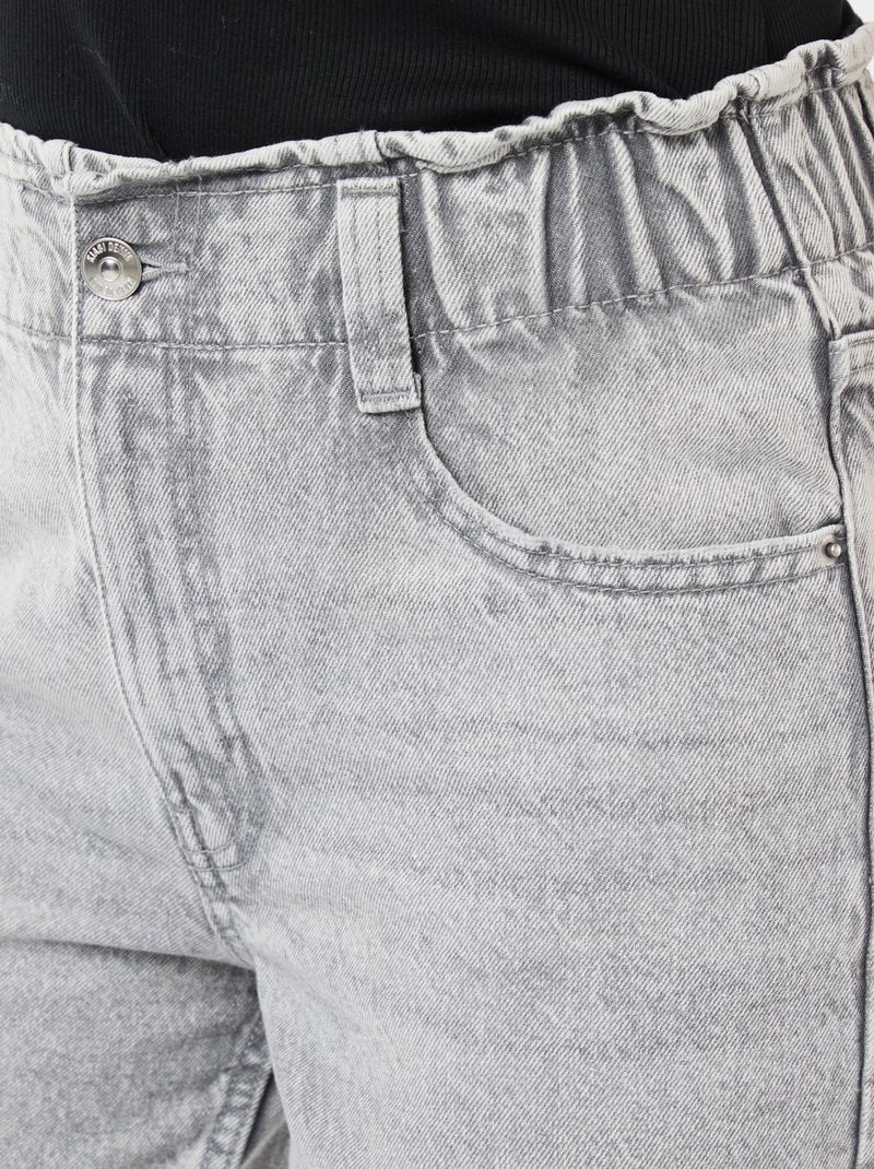 Pantalon denim wide leg en coton Gris - Kiabi