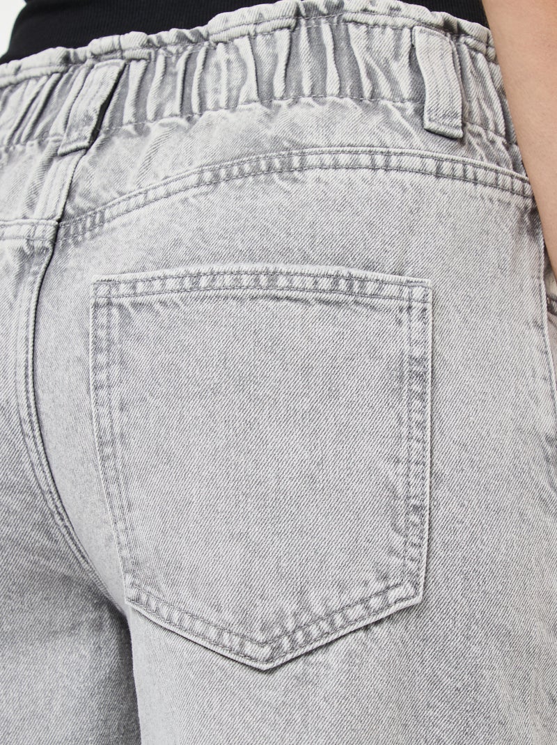 Pantalon denim wide leg en coton Gris - Kiabi