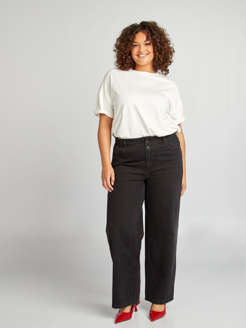 Pantalon denim Wide leg Noir - Kiabi