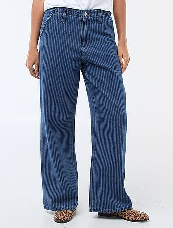 Pantalon denim wide leg rayé