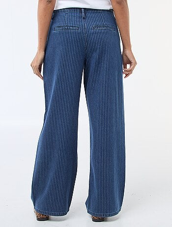 Pantalon denim wide leg rayé