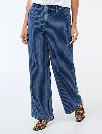 Pantalon denim wide leg rayé