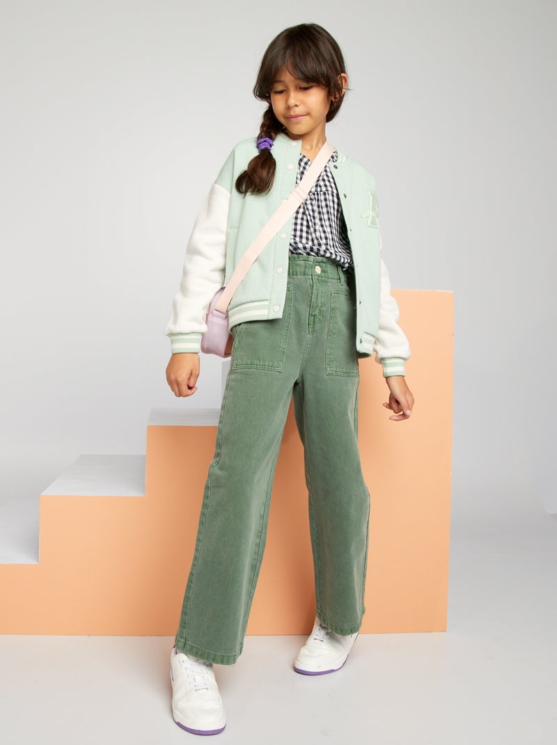 Pantalon denim wide leg Vert - Kiabi
