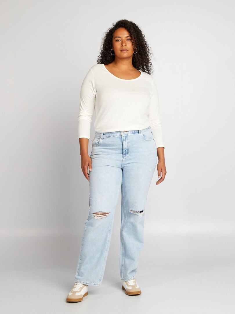 Pantalon denim wide legs Bleu - Kiabi