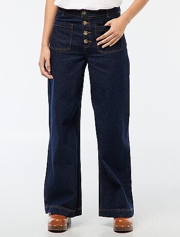 Pantalon denim wide uni